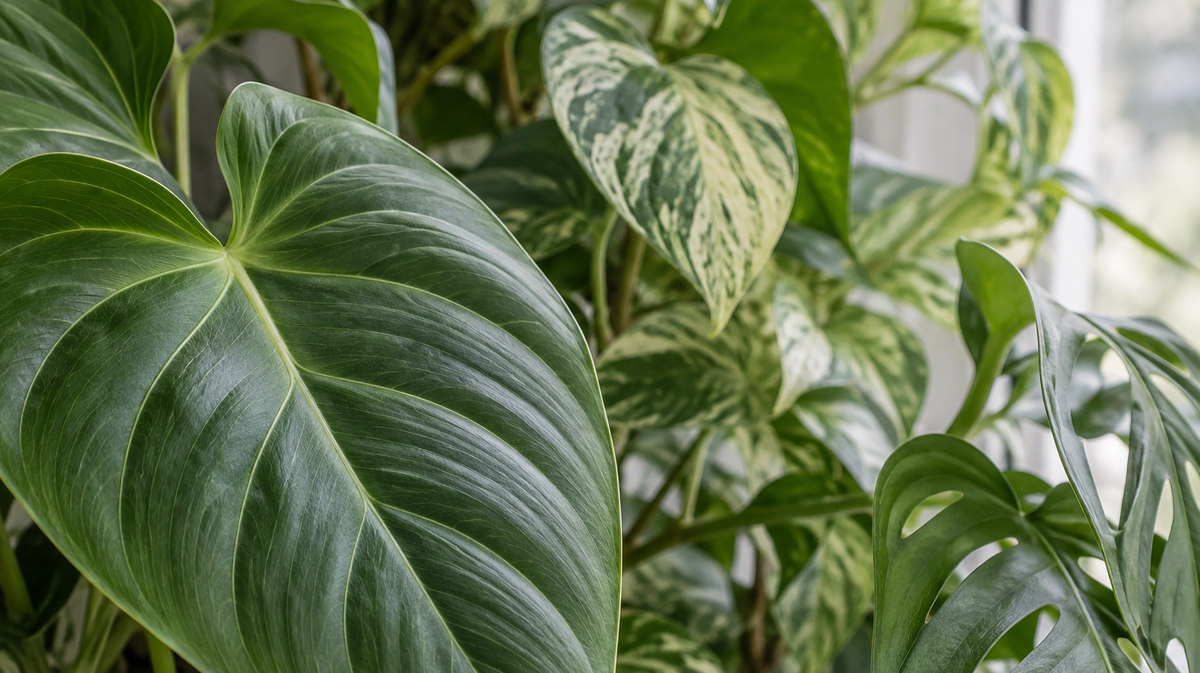 AI-generated photographic scene of foliage beside a softly lit window.