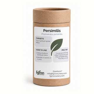 Kraft tube of FGMN Phytoseiulus persimilis predatory mites, labelled for two-spotted spider mites.