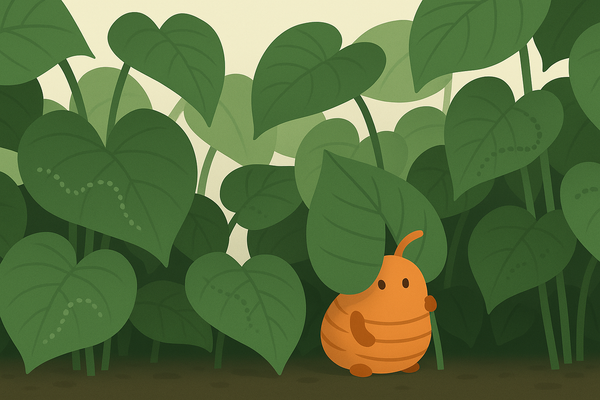 Predatory mite hiding behind a leaf in dense Aroid foliage showing why beneficial mites seem to disappear after release