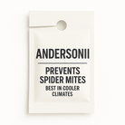 White sachet labeled “ANDERSONII – Prevents Spider Mites – Best in Cooler Climates,” designed for biological pest control, displayed on a clean background.