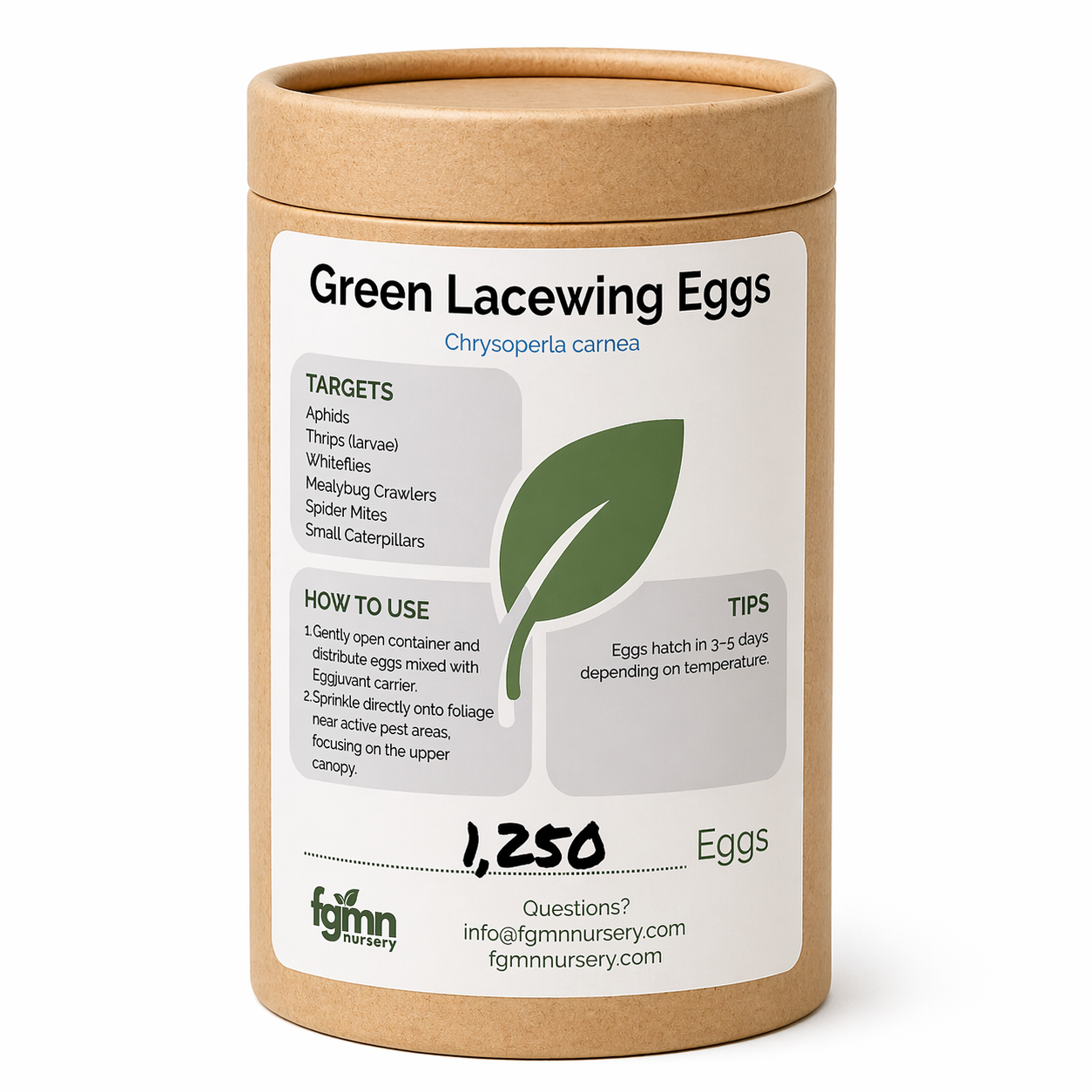 Container of 1250 Green Lacewing Eggs for superb aphid control.