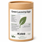 Container of 15,000 Green Lacewing Eggs with label on a white background