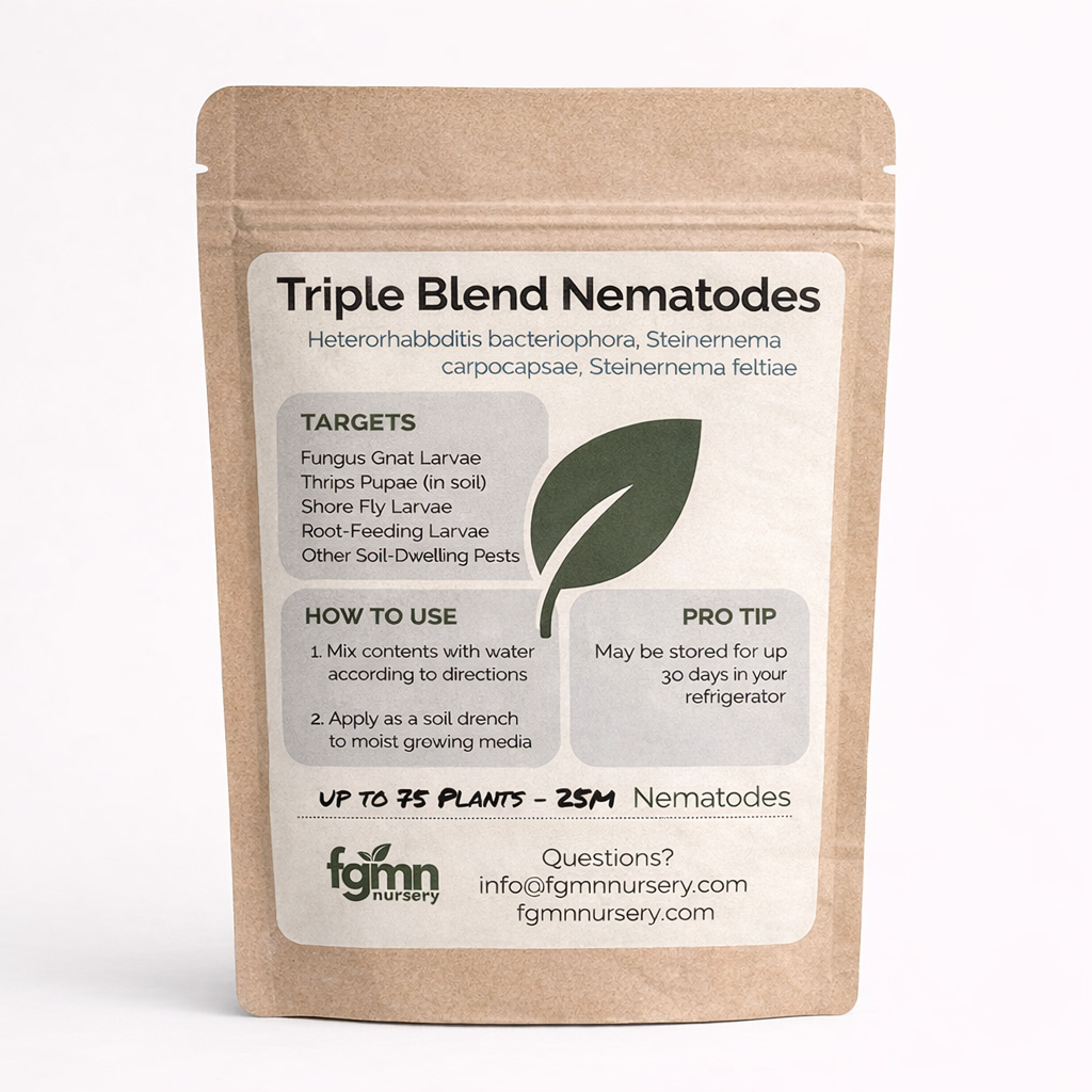 Package of Triple Blend Nematodes with label on a white background