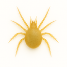 Amblyseius andersoni predatory mite on pure white background – beneficial mite for biological control of spider mites, effective in cooler climates for greenhouse and crop systems.