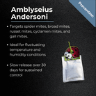 Amblyseius andersoni sachet for spider, broad, russet mites management; ideal under fluctuating conditions; 30-day control.