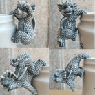 Set of 4 mini dragon pot hangers adding whimsical charm to planters with detailed design for fairy gardens or plant decor lovers.