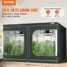 VEVOR 10x10 ft Grow Tent for Indoor Plants - Durable Steel Frame with Lightproof Design