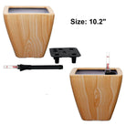 Light wood finish self-watering square planters with smart irrigation system components shown, size 10.2 inches.