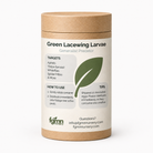 Kraft tube of FGMN green lacewing larvae, labelled for aphids, thrips larvae, whiteflies and spider mites.